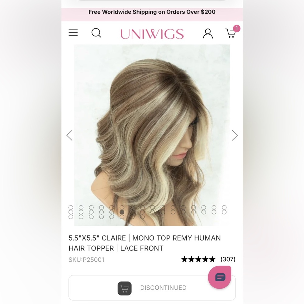 Uniwigs 5.5"X5.5" CLAIRE | MONO TOP REMY HUMAN HAIR TOPPER | LACE FRONT